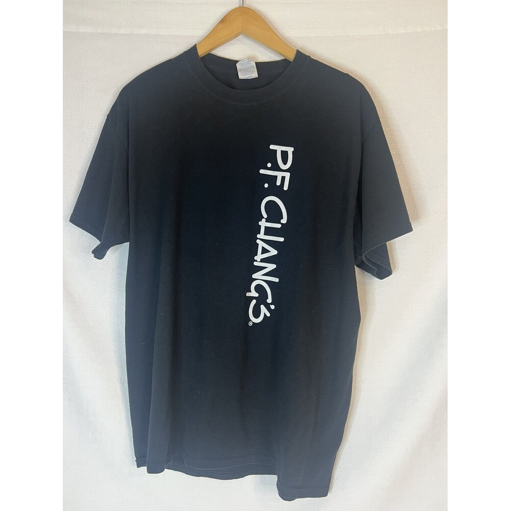 Men's Size Large P.F Chang's Restaurant T-Shirt Black With White Lettering
